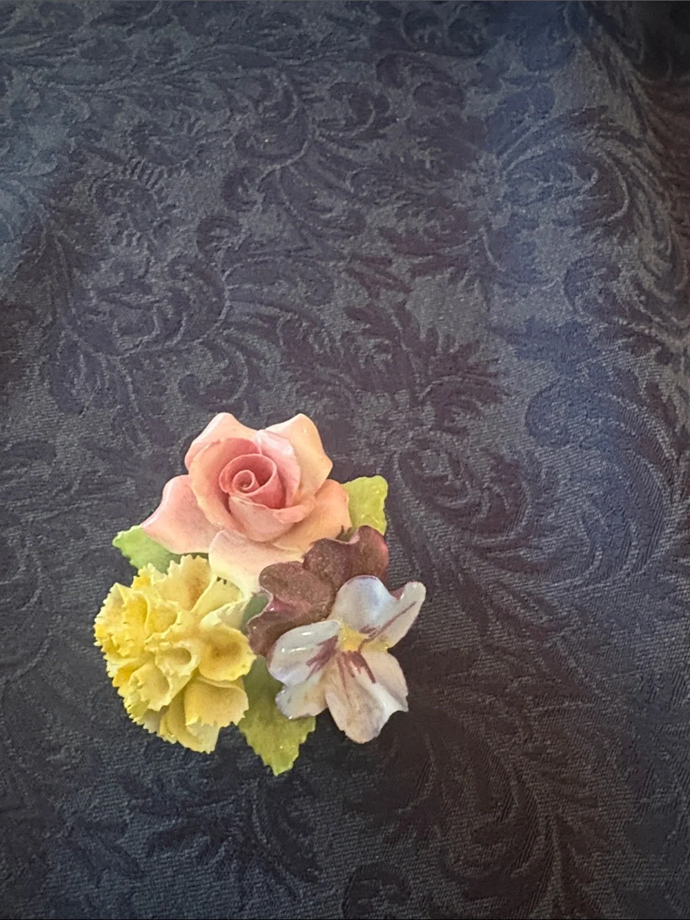 Royal Adderley Floral Accent Figurines in Yellow, Pink and Purple